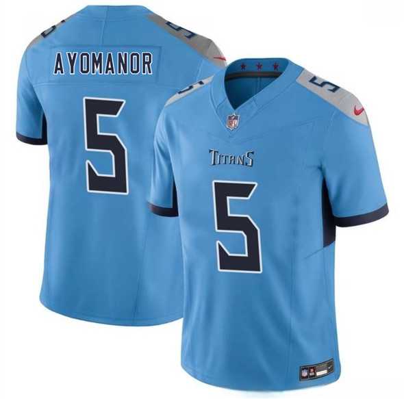 Men & Women & Youth Tennessee Titans #5 Elic Ayomanor Blue 2025 Draft F.U.S.E. Vapor Limited Stitched Jersey->tampa bay buccaneers->NFL Jersey